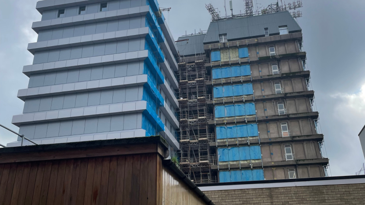 Works at the Tower Block being completed